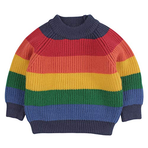 Peecabe Toddler Baby Boy Girl Colorful Striped Rainbow Print Knitted Pullover Sweater Cotton Warm Sweatshirt Tops for Kids 