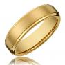 6MM Mens Titanium Gold-Plated Ring Wedding Band Brushed Top and Polished Finish Edges [Size 9]