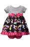 Baby Girls Infant 12M-24M Black Stripe Knit to Fox Print Poplin Dress, Bonnie Baby, Black, 24M