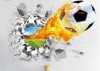ORDERIN Cute 3d Mural Fire Football Removable Wall Stic