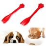 Pet Dog Cat Feeding Can Tin Food Fork Mixing Spoon Red 