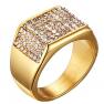 SAINTHERO Mens Wedding Bands Vintage 316L Stainless Steel Gold Engagement Rings High Polished Finish