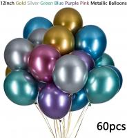 Metallic Balloons Chrome Balloons Shiny Latex Balloons 12 inch Thicken Balloons 60 Pcs Party Balloon