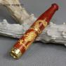 Red Wood Carved Dragon Cigarette Holder Pipe Copper Hea