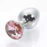 Diamond Anal Butt Plug Gem- Stainless Steel Jewel (Pink) Small