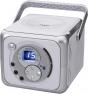 Jensen CD-555 White/Silver CD Bluetooth Boombox Portable Bluetooth Music System with CD Player +CD-R