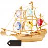 Matashi Highly Polished Mayflower Ship Ornament Figurine (Colored Crystals, Gold)