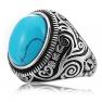 SAINTHERO Men's Vintage Stainless Steel Rings Gothic Silver Black Created Turquoise Biker Rings Size