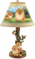 Pomeranian Table Lamp with Linda Picken Art and Sculpted Base by The Bradford Exchange