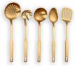 Berglander Stainless Steel Kitchen Utensil 5 Piece with Titanium Golden Plated, Slotted Tuner, Ladle