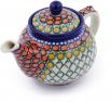 Polish Pottery 12 oz Tea or Coffee Pot made by Ceramika Artystyczna (Orange Tranquility Theme) Signa