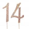 MAGJUCHE Gold 14" Crystal Cake Topper, Number 14 Rhinestones 14th Birthday Cake Topper, Boy or 
