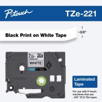 Brother Genuine P-touch TZE-221 Tape, 3/8" (0.35") Standard Laminated P-touch Tape, Black 