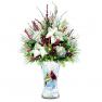 James Hautman Cardinals Art Lighted Floral Tabletop Centerpiece in Crystal Vase by The Bradford Exch