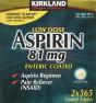 Kirkland Signature Low Dose Aspirin, 2 bottles - 365-Count Enteric Coated Tablets 81 mg each