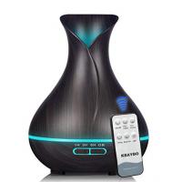 400ml Remote Control Aroma Essential Oil Diffuser Ultrasonic Air Humidifier with Wood Grain 7 Color