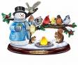 The Bradford Exchange Thomas Kinkade Snowman and Songbird Sculpture Lights Up with Music and Bird So