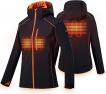 CONQUECO Women's Heated Jacket Slim Fit Electric Jacket with Battery Pack and Detachable Hood