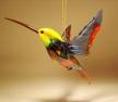 Red and Blue with Yellow Head Glass Bird Hummingbird Figurine Ornament