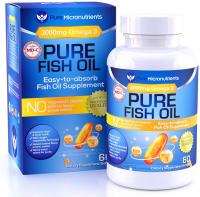 Omega 3 Fish Oil Supplement, Advanced EPA/DHA Triple Strength, 3000 mg, Burpless with Lemon, 60 Soft
