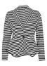 Zara Fashion -Womens Stripe Print Peplum Long Sleeves B