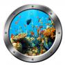 Coral Reef Wall Decal Porthole Ocean School of Fish Wall Sticker Home Decor VWAQ-SP19 (14" Diameter)