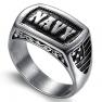 SAINTHERO Men's Vintage Stainless Steel Band Rings Silver Black Gothic Navy Hip-hop Jewelry Princess