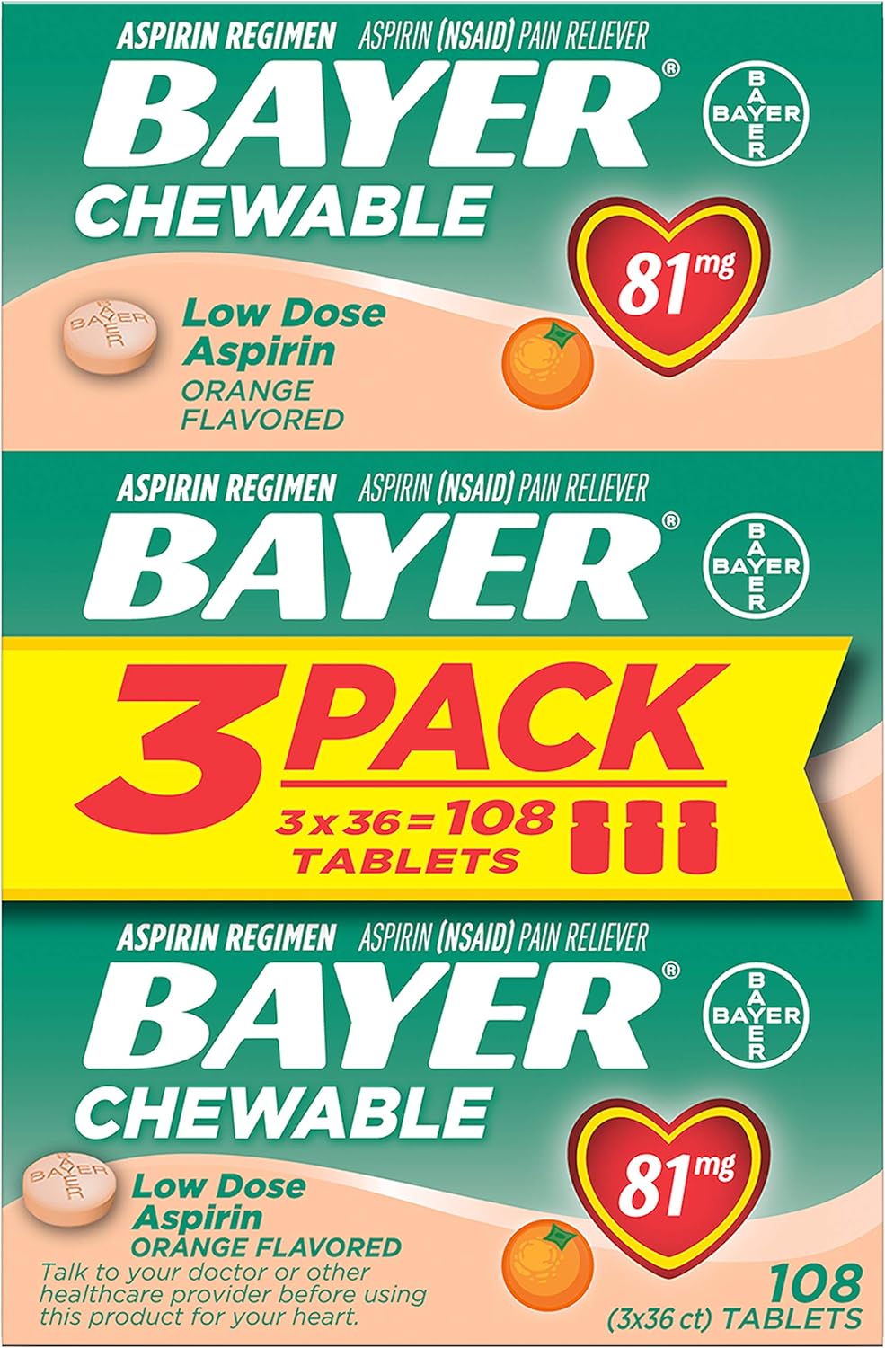 Bayer Aspirin Regimen 81mg Chewable Tablets | #1 Doctor