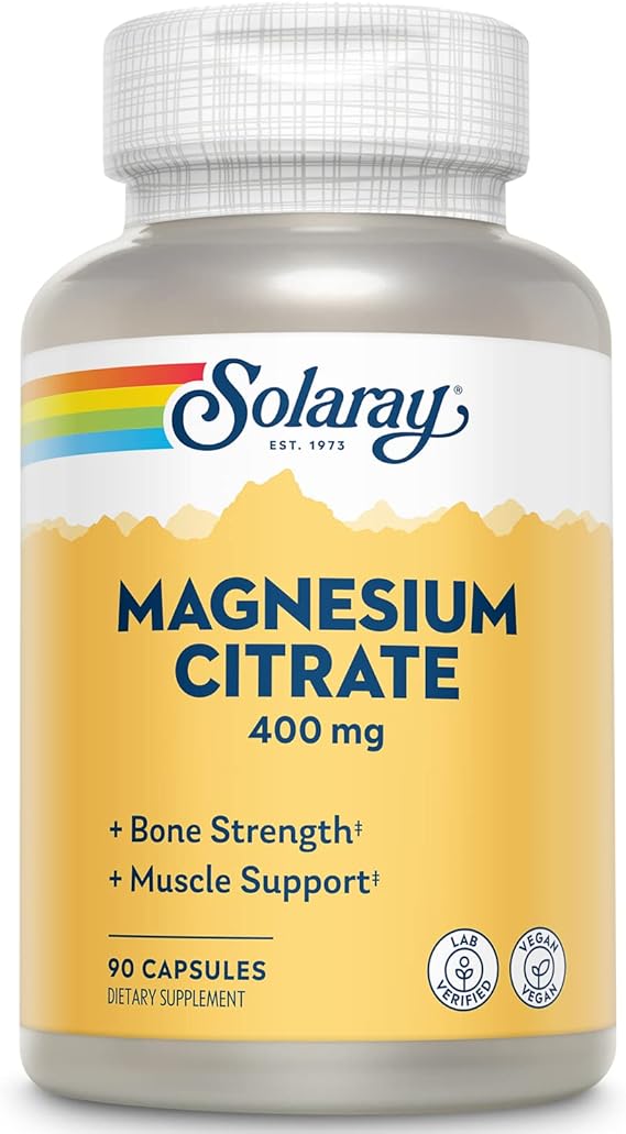 Solaray Magnesium Citrate, Veg Cap, 400mg 90ct