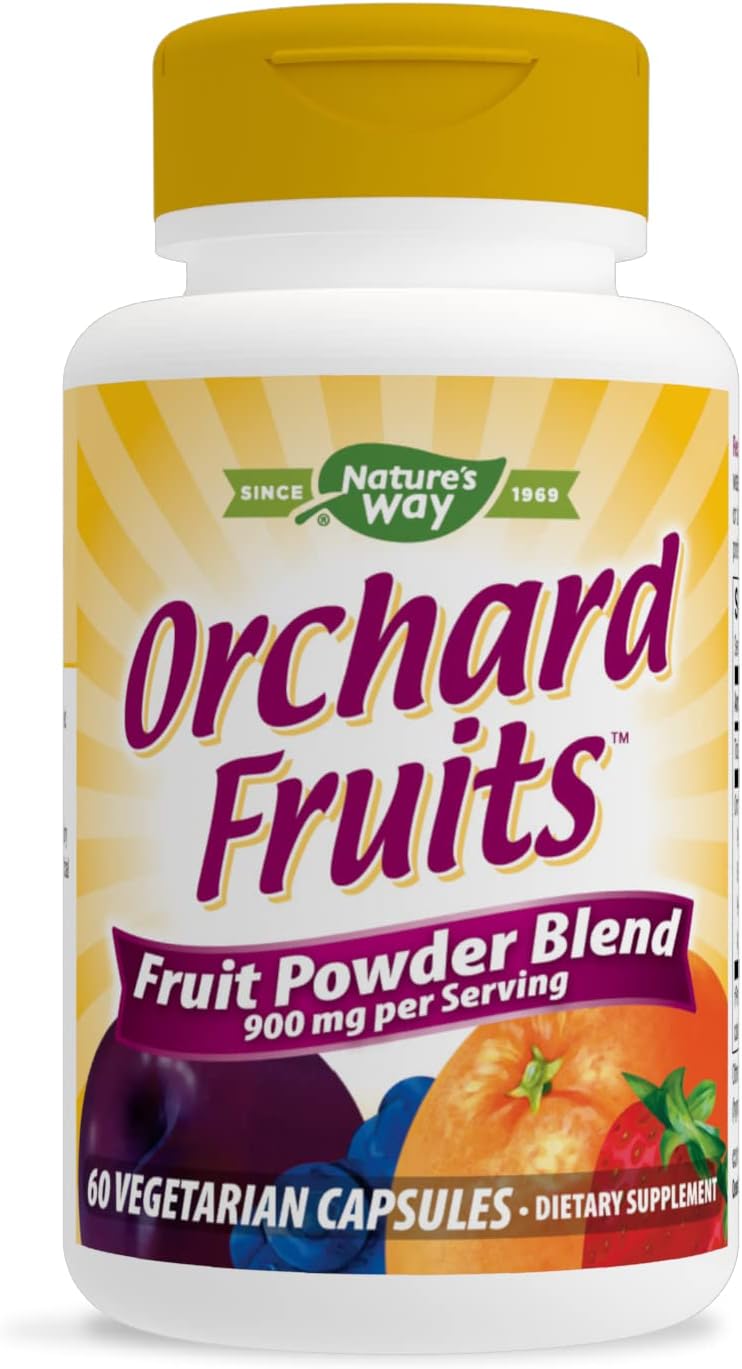 Natures Way Orchard Fruits Powder Blend, 12 Fruit Blend, 900mg Per Serving, 60 Capsules