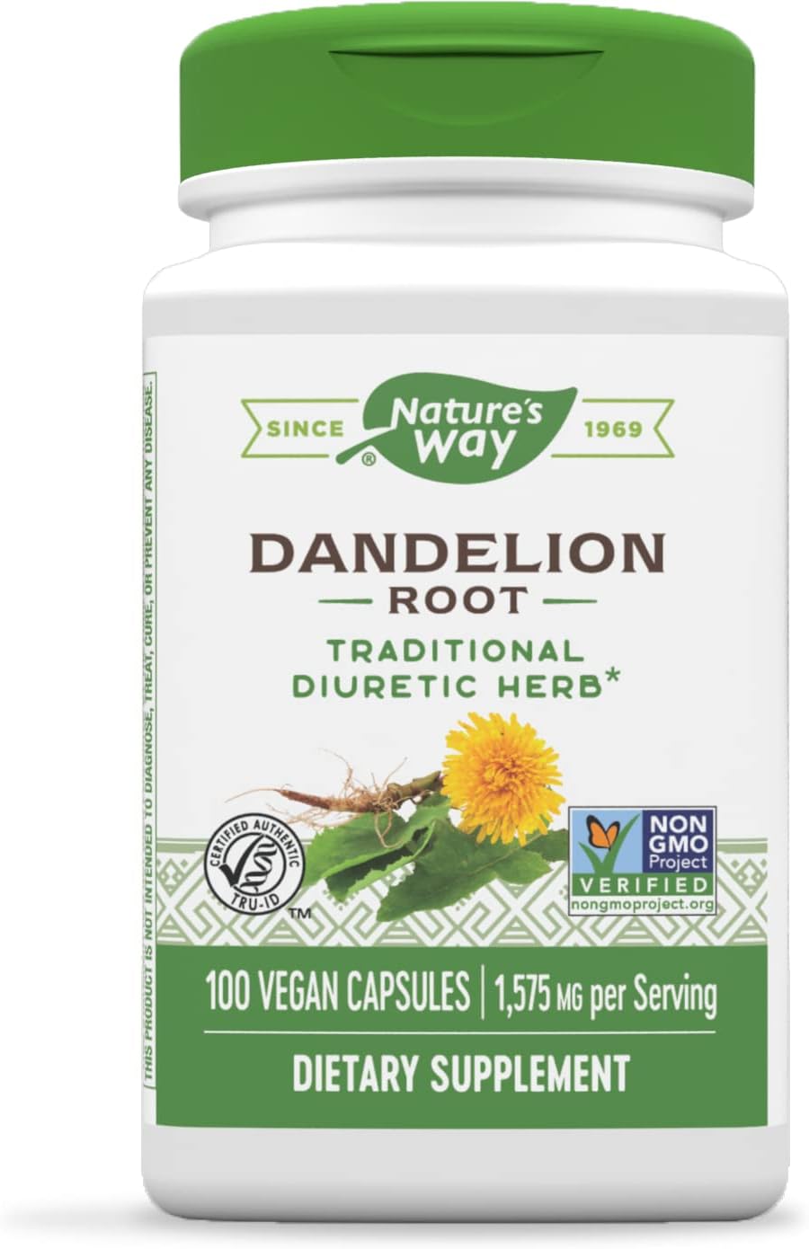 Natures Way Dandelion Root, Traditional Diuretic Herb*, 100 Vegan Capsules