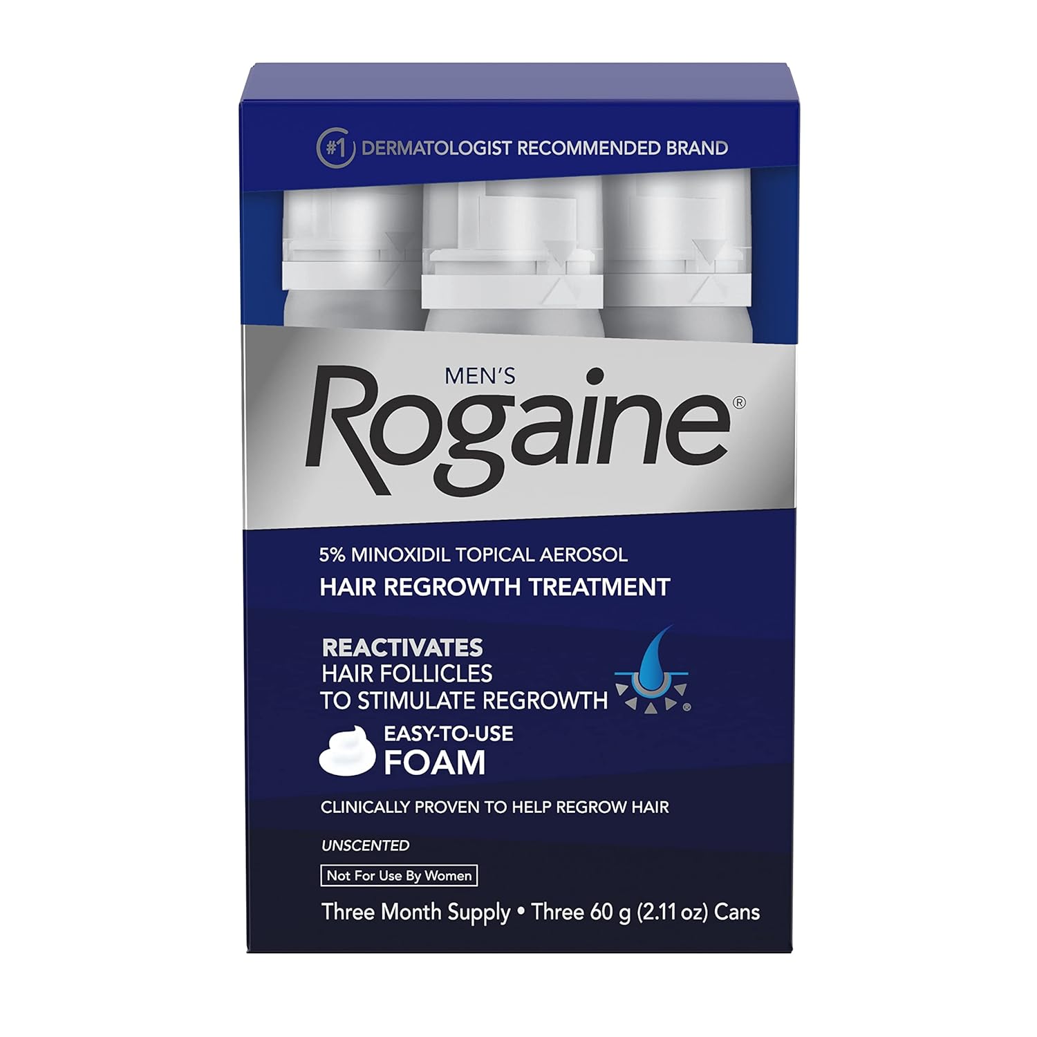 Men's Rogaine 5% Minoxidil Foam for Hair Loss and Hair Regrowth, Topical Treatment for Thinning Hair