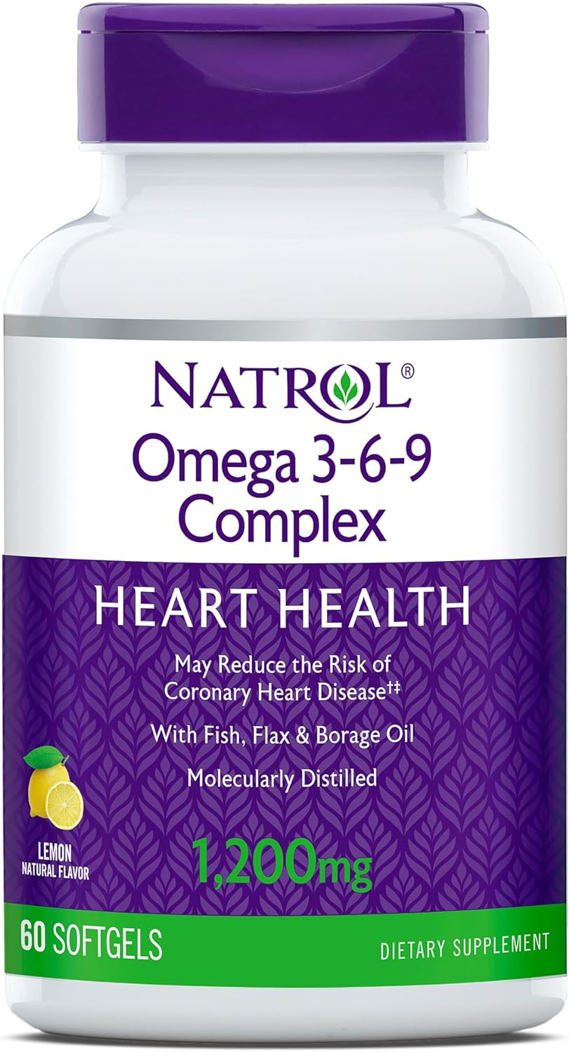 Natrol Omega 3-6-9 Complex Softgels, 1,200mg, 60 Count