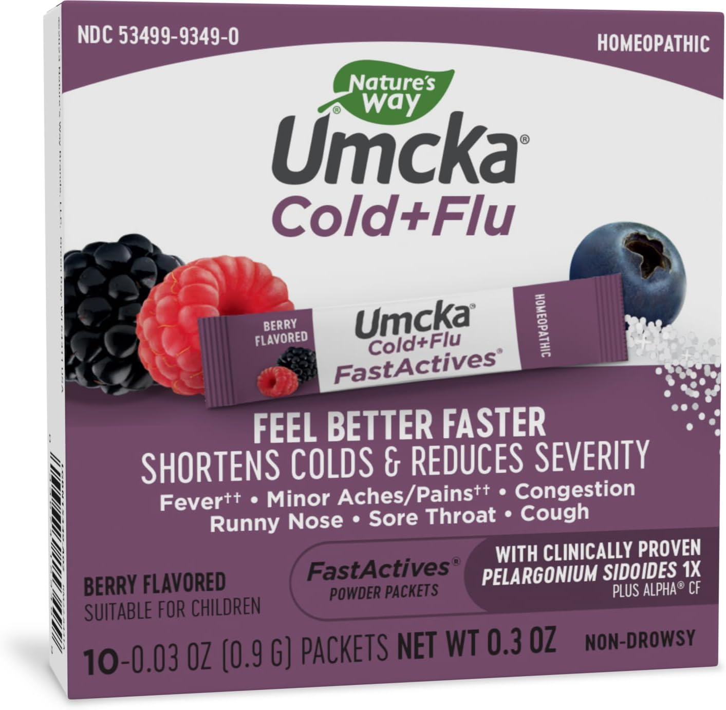 Natures Way Umcka Cold+Flu FastActives Homeopathic, Fever**, Sore Throat, Cough, Congestion, Minor A