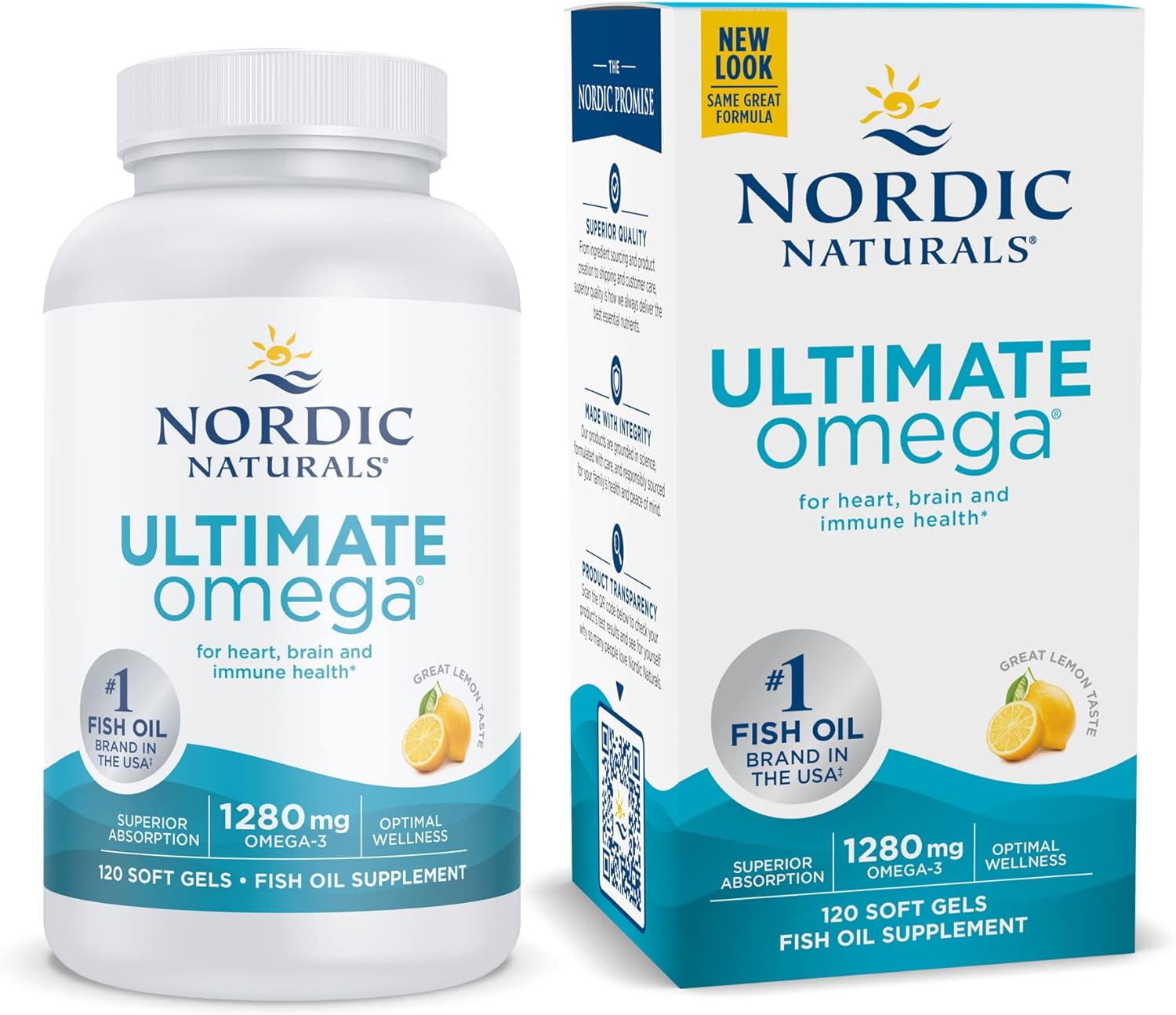 Nordic Naturals Ultimate Omega, Lemon Flavor - 120 Soft Gels - 1280 mg Omega-3 - High-Potency Omega-