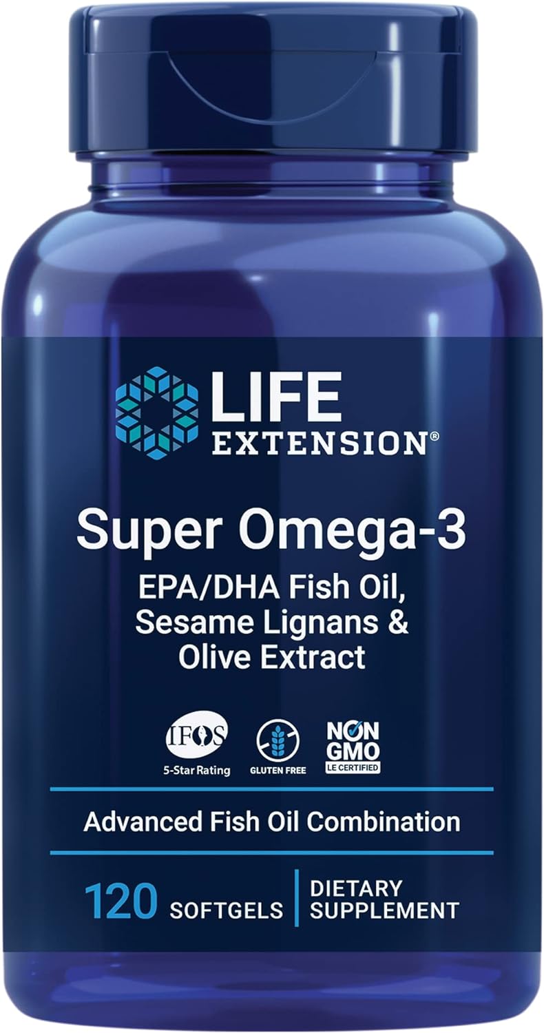 Life Extension Super Omega-3 EPA/DHA with Sesame Lignans & Olive Extract, 120 softgels