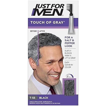 Just For Men Touch Of Gray Hair Color, Black Gray, T-55 (6 Pack)