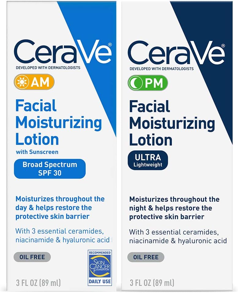 CeraVe Facial Moisturizing Lotion 3oz. AM/PM Bundle (Pa