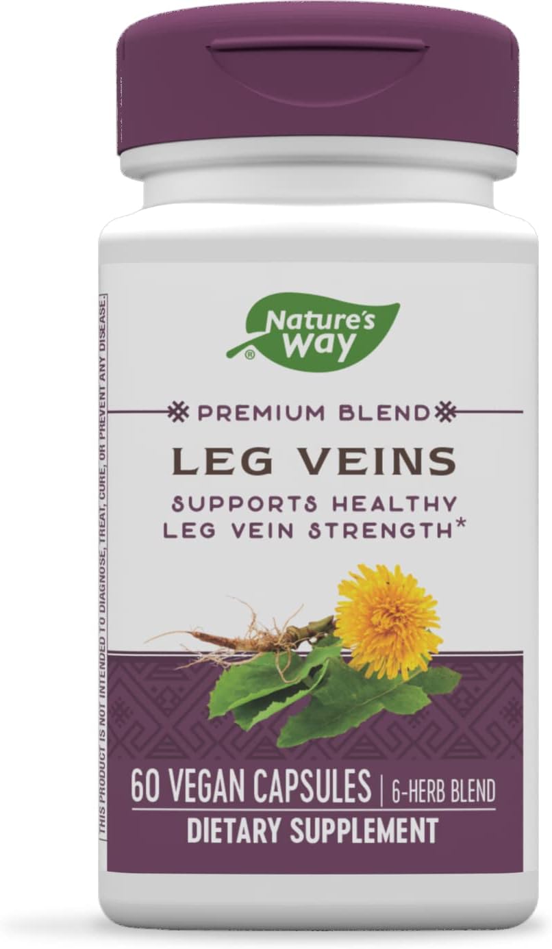 Natures Way Leg Veins Support Blend, Horse Chestnut, Grape Seed Extract Vegetarian, 60 Capsules