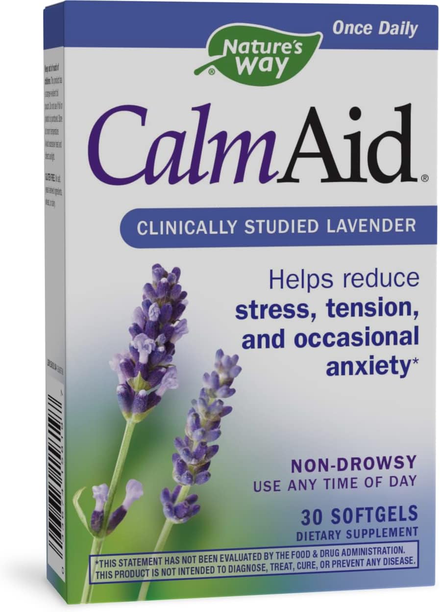 Natures Way CalmAid Softgels with Silexan Lavender Oil, Helps Reduce Tension and Stress*, Non Drowsy