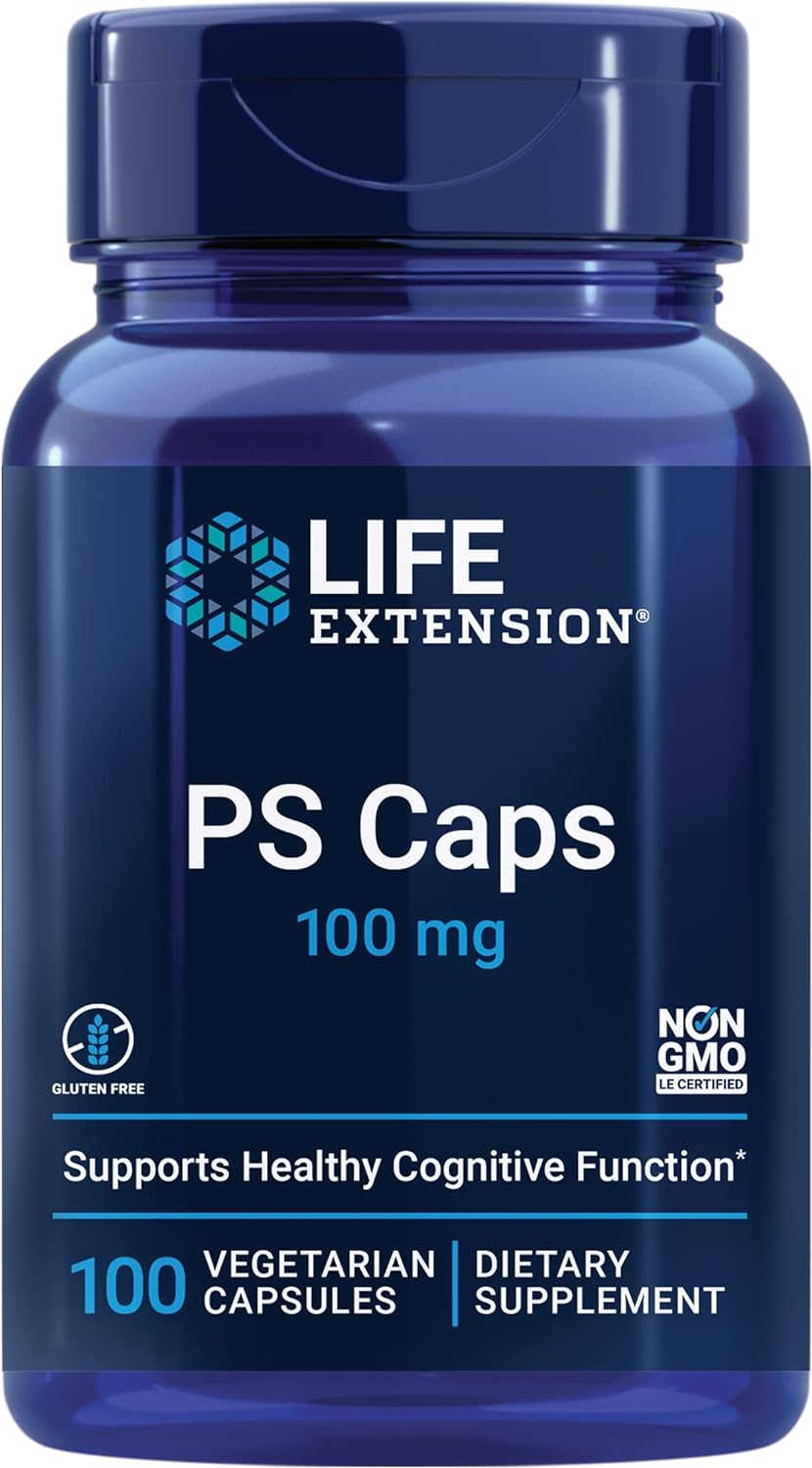 Life Extension PS Caps 100mg - Phosphatidylserine Supplement for Brain health - Healthy Cognitive Fu