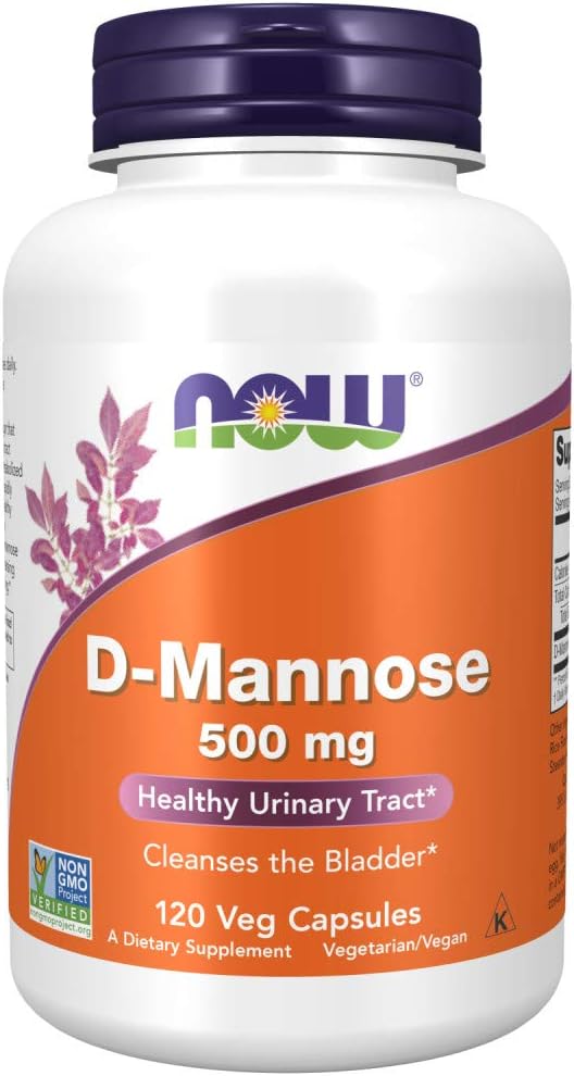 NOW Supplements, D-Mannose 500 mg, Non-GMO Project Verified, Healthy Urinary Tract*, 120 Veg Capsule