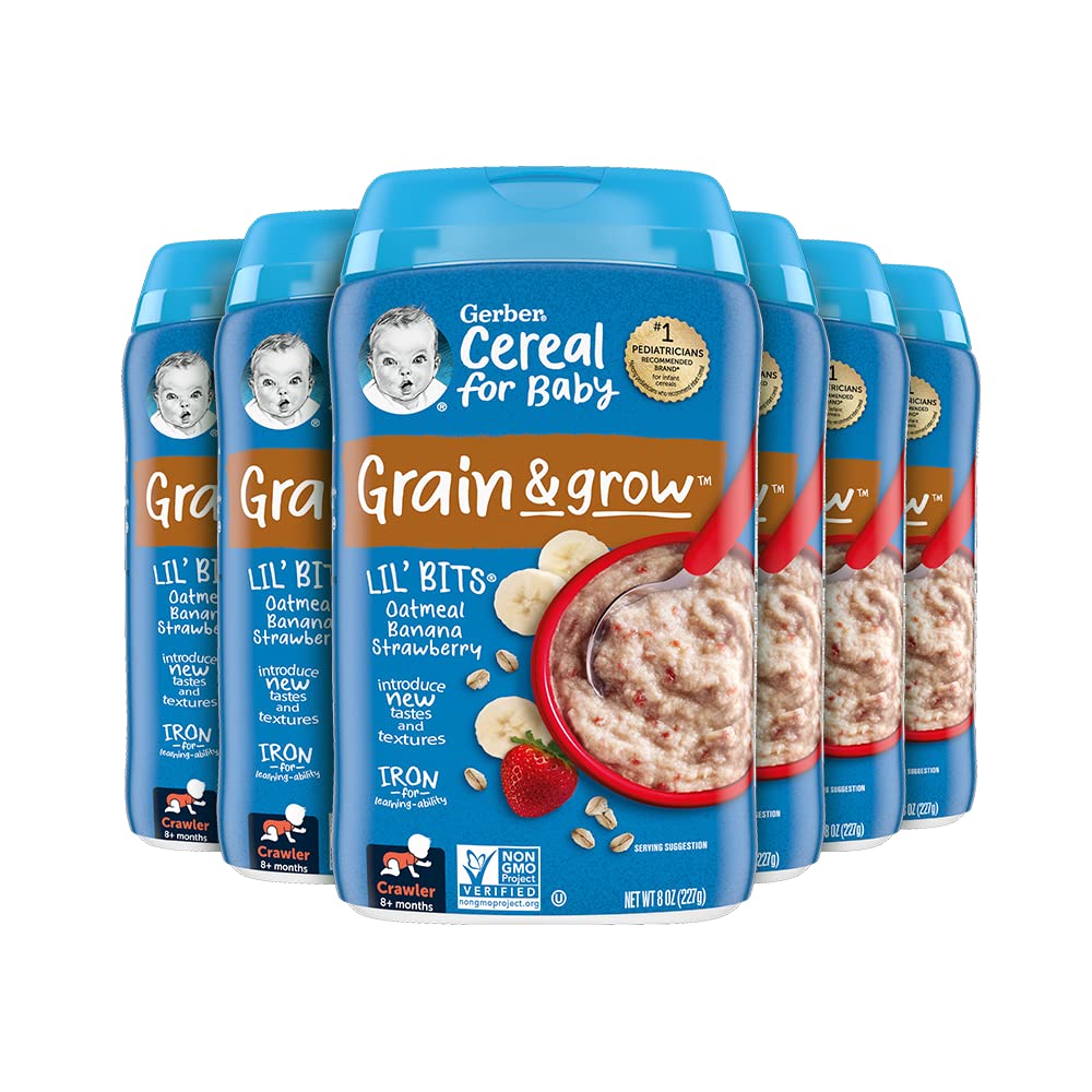 Gerber Lil' Bits Oatmeal Banana Strawberry Baby Cereal,