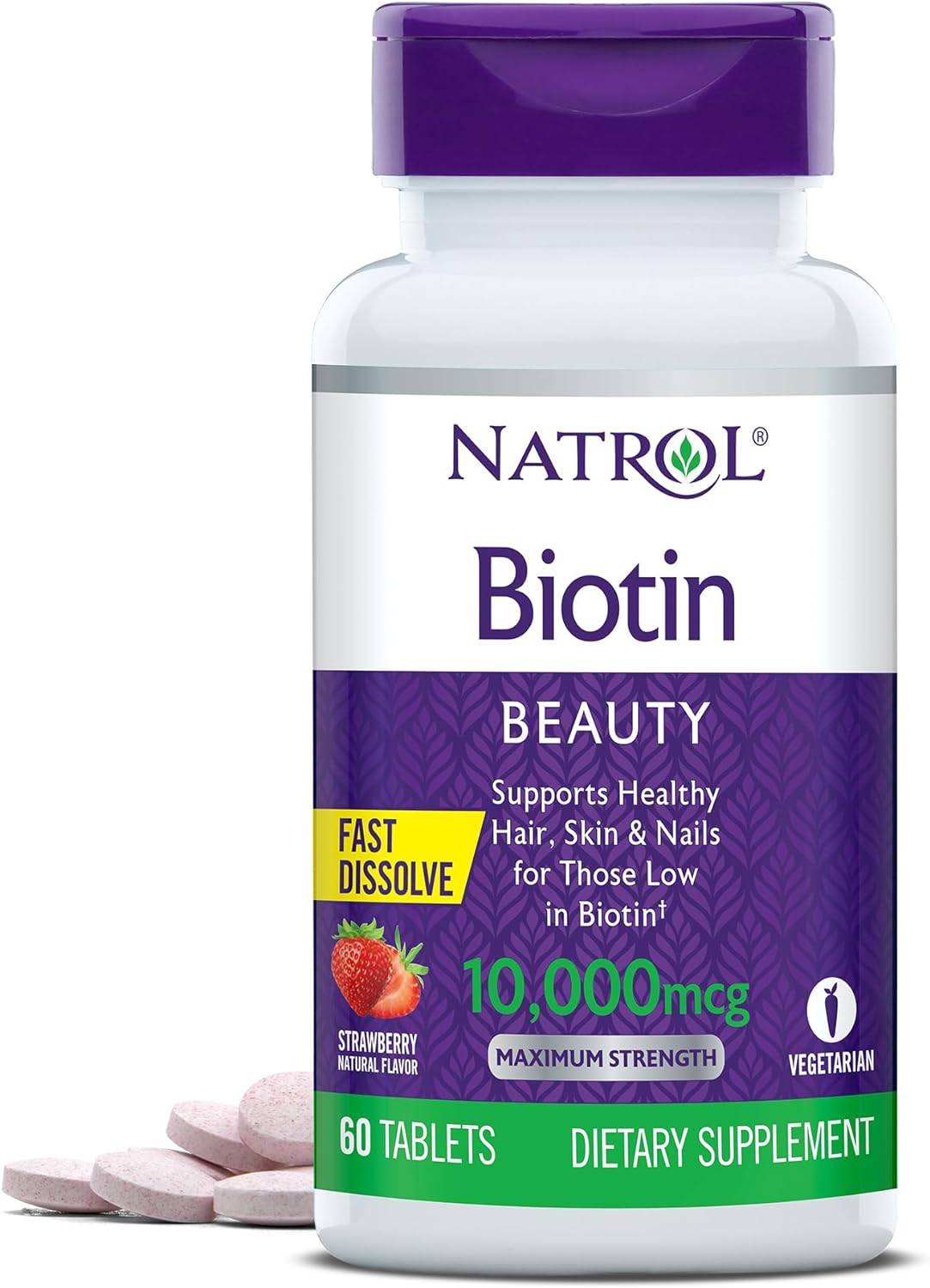 Natrol Biotin Beauty Tablets, Promotes Healthy Hair, Skin and Nails, Helps Support Energy Metabolism