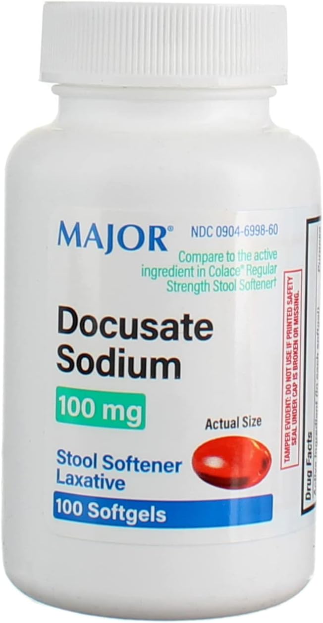 Docusate Sodium 100 mg Softgels for Gentle, Reliable Relief from Occasional Constipation Generic for