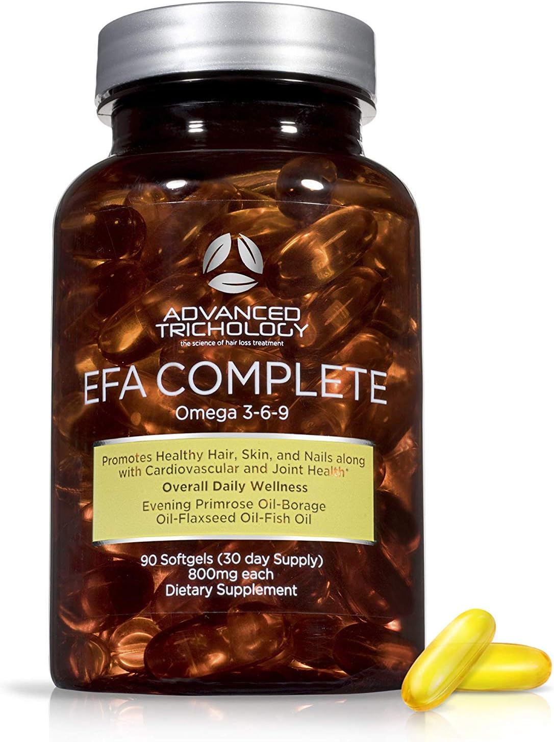EFA Complete with Optimal Omega 3 6 9 Levels of Potency Flax Oil, Fish Oil, Borage Oil, and Evening 