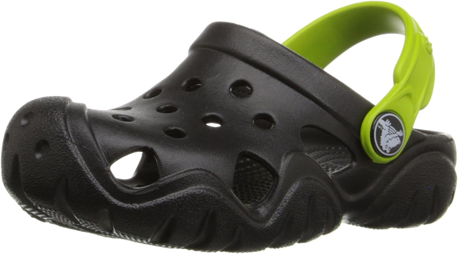 Crocs Kids' Swiftwater Clog K, Black/Volt Green 1 M US 