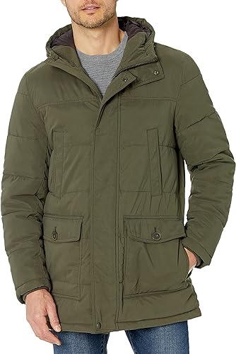 Dockers Men's Microtwill Long Hooded Parka