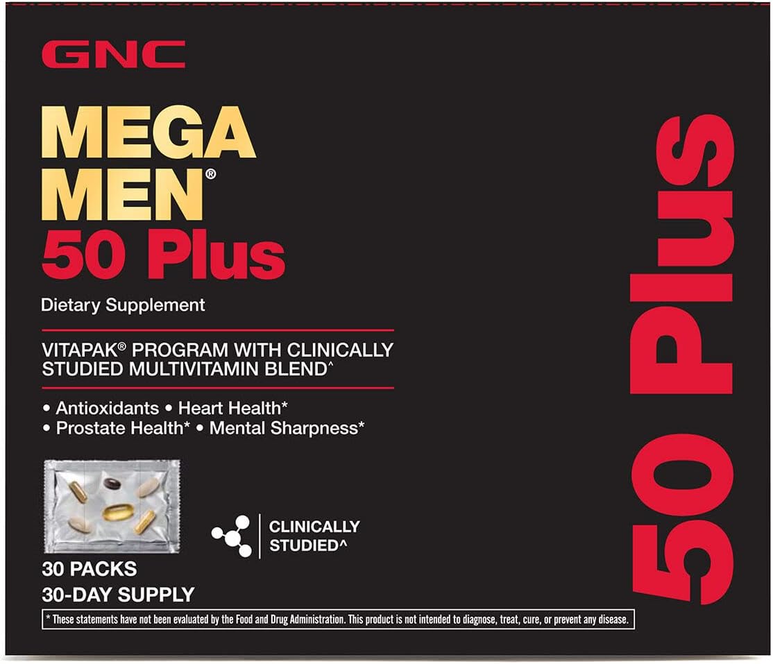GNC Mega Men 50 Plus Vitapak | Antioxidants, Heart Health, Prostate Health, and Mental Sharpness | 3