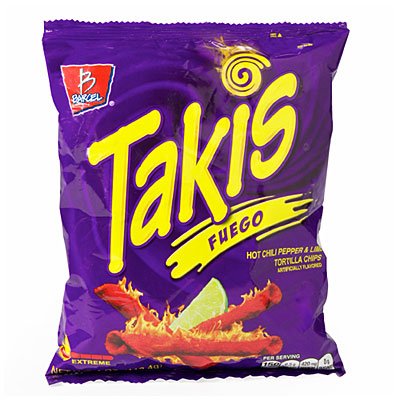 Takis Fuego Hot Chili Pepper & Lime Tortilla Chips (12 Pack - 2 Oz. Bags)